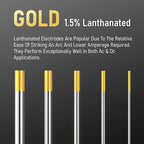 YESWELDER TIG Welding Tungsten Electrode 1.5% Lanthanated 3/32 x7" (Gold, WL15/EWLa-1.5) 10-pk