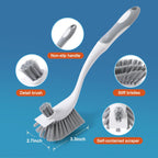 4-Pack Heavy-Duty Dish Scrub Brushes with Stiff Non-Scratch Bristles & Long Handle - Multi-Purpose Kitchen Cleaning Brushes for Pots, Pans, Bottles, Deep Cleaning