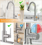Brushed Nickel Kitchen Faucet with Pull Down Sprayer- 1.8GPM High Arc Single Handle Stainless Steel Rv Sink Faucet for Farm Laundry, Fit for 1/3 Hole with 10" Deck Plate