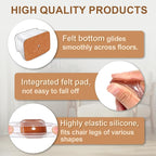 28Pcs Chair Leg Floor Protectors Rectangle for Hardwood Floors Silicone Caps Covers Felt Furniture Pads Clear Chair Sliders, Protect The Floor from Scratches(Fit Perimeter 3-3/4'' to 4-7/8'')