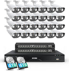 ZOSI 32 Channel 4K PoE Security Camera System, 24x 4K Spotlight Cameras Outdoor Indoor, Face Person Vehicle Detection, 2 Way Audio, 32CH 8MP Surveillance NVR with 8TB HDD for Business 24/7 Recording