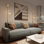 KCO Modern Globe Wall Sconce with Plug in Industrial Vintage Wall Lamp On/Off Switch Minimalist 1-Light Mounted Lamps for Bedroom Living Room Corridor (Clear & 2-Pack)