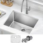 KRAUS Standard PRO 23-Inch 16 Gauge Undermount Single Bowl Stainless Steel Kitchen Sink, KHU101-23