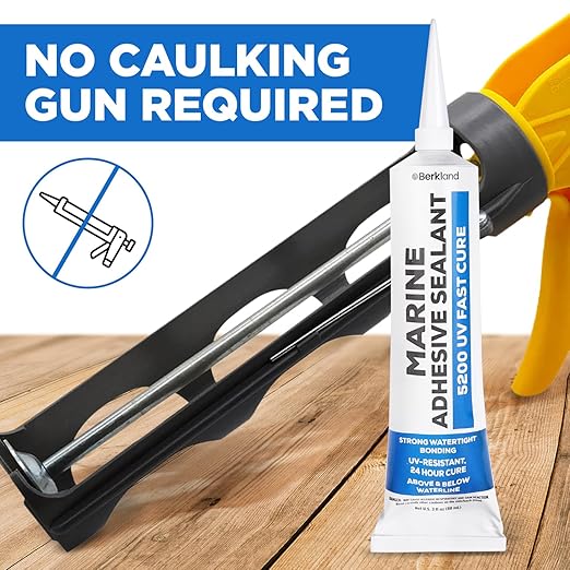 3 oz Marine Adhesive Sealant 5200 Fast Cure (White) - Permanent, Watertight Bonding and Sealing - UV Resistant, Above & Below Waterline - Compare to 05203 and 06520 FC M - by Berkland
