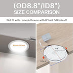 8 Inch LED Recessed Light with Junction Box, 12Pack Ultra Thin LED Recessed Lighting.6000K Daylight, No Dimmable, 18W 8" Recessed Ceiling Canless Wafer Downlight.Slim Can-Killer Lights,CRI80+