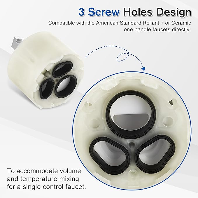 Enhon 1 Pack Shower Faucet Cartridge Compatible with 023529-0070A, Compatible with American Standard Single handle kitchen bathroom Tub/Shower, 47 MM with Seals, Kitchen Ceramic Faucets Cartridge