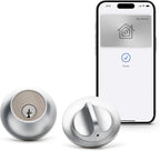 Level Lock+ Deadbolt Smart Lock - World's Smallest Smart Lock plus Apple Home Key - Level App for iOS & Android - Works with Apple Home (Satin Chrome)