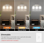 Brushed Nickel Bathroom Light Fixtures, 3-Light Modern Vanity Light Over Mirror, Wall Sconces with Milky White Frosted Glass Shades, E26 Socket (Bulbs Not Included)