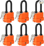 HOX 6-Pack Weather Resistant Padlocks – 40mm Laminated Steel, Chrome Plated with 2-inch Shackle, Vinyl Wrapped, Hardened Steel for Extra Security