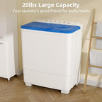 Zynkez Portable Washing Machine, 20Lbs Compact Twin Tub Laundry Washer with Built-in Drain Pump, Semi-Automatic 12Lbs Washer and 8Lbs Spinner Combo for Apartments, Dorms, RVs