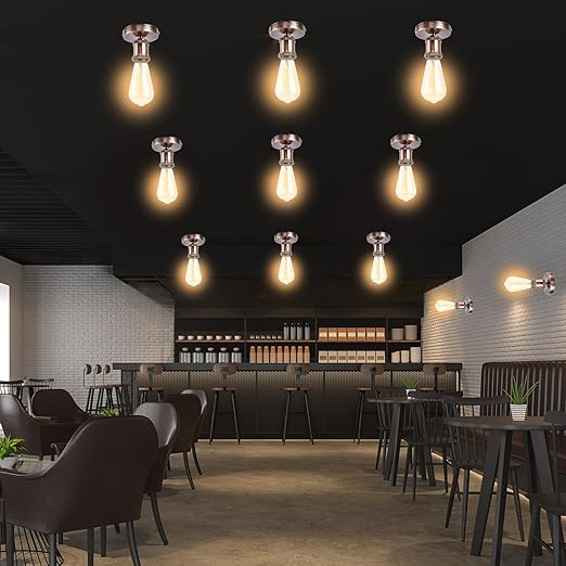 E26/E27 Screw Head Light Socket 100-240V Vintage Ceiling Light Wall Lamp Bulb Holder Socket for Hallway,Kitchen,Basement,Garage,Bar,Restaurant (Bronze)