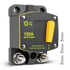 RED WOLF 150A Circuit Breaker Switch Manual Reset DC 12-48V, 5/16"-M8 Stud for Car Audio RV Marine Boat Truck Trolling Motors Stereo Audio Electronic Battery Solar System