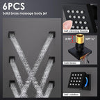 Enga Shower System with Body Jets, 12 Inch Wall Mount Rainfall Shower System and Handheld Body Spray Shower Faucets sets Combo with Rough-in Valve, Matte Black