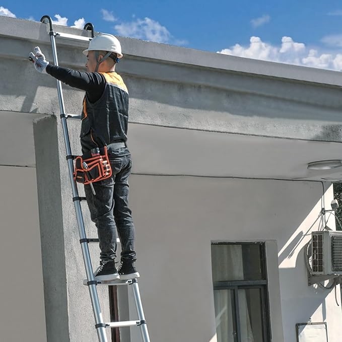 Molong 10.5ft telescoping Ladder Multi-Purpose Collapsible Ladder with Hook, Aluminum Extension Ladders for Home, Folding Telescoping Ladder for RV, Attic, Daily Use at Home, 330 lbs