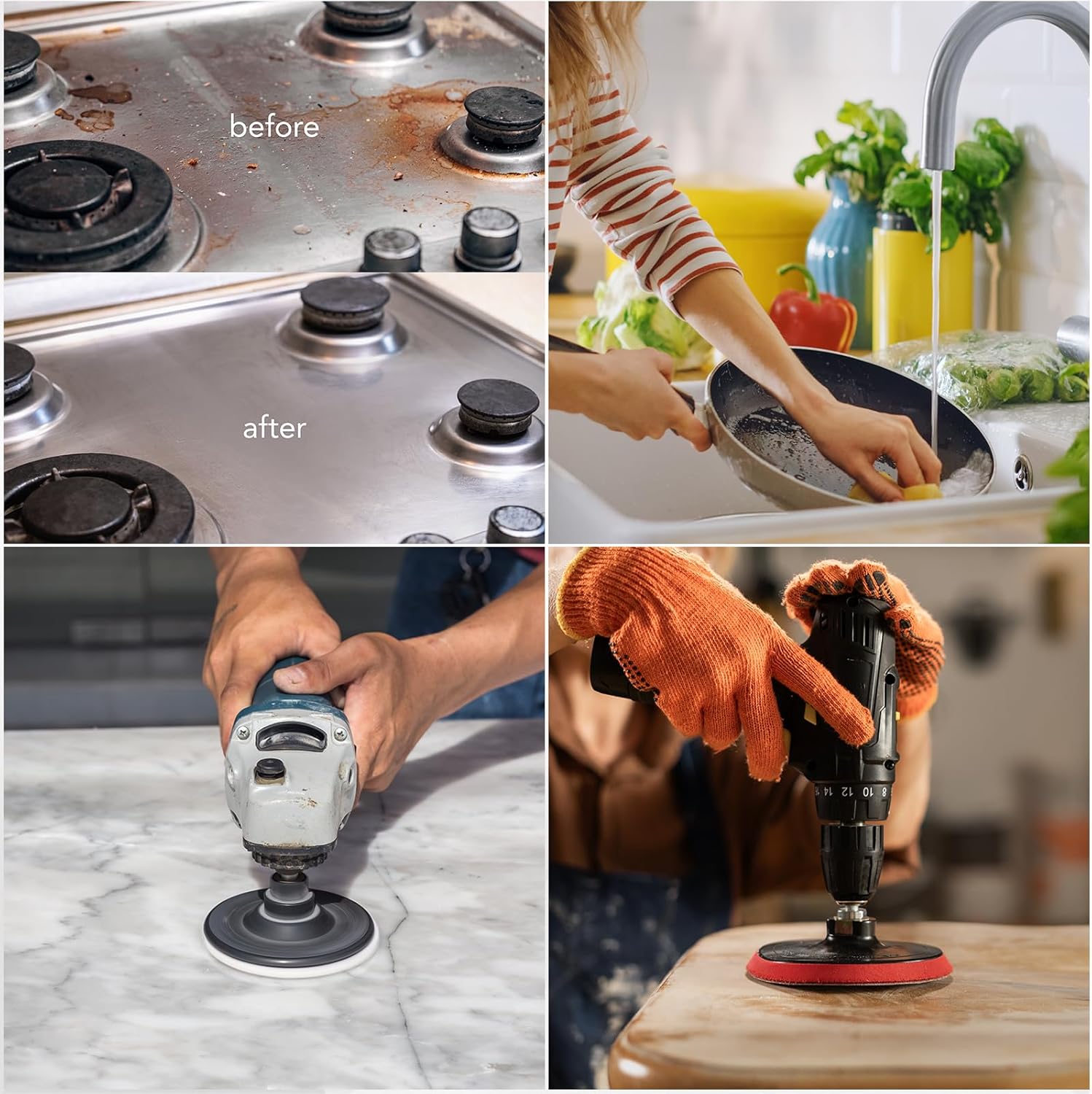 uxcell 16 Pcs 5 Inch Nylon Hoop Scrubbing Pad 120/240 Grits Scrubber Scouring Pads Hoop and Loop Surface Conditioning Drill Scuffing Disc, Green/Brown/Blue/White