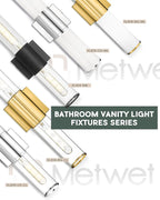 Bathroom Light Fixtures Set of 2, 2 Light Vanity Lights for Mirror with Milk Glass Shade, Up and Down Wall Sconces for Bathroom Bedroom Hallway, Brushed Gold, VL834-BG-ML-2PK