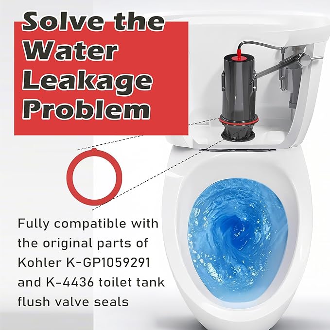 Flush Valve Seal for Kohler, 2 Pcs Canister Flush Valve Seal Replacement, Toilet Tank Parts for K-GP1059291 K-4436, Silicone Material Toilet Parts Inside Tank