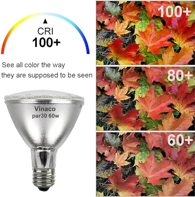 Vinaco PAR30 Long Neck Halogen 60W 120V, Long Lasting 6 Pack PAR30L Flood Light Bulb, PAR30 Dimmable, High Output 1000LM with PAR 30 E26 Warm White 2800K Indoor Outdoor PAR30LN