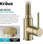 KRAUS Bolden 2-in-1 Commercial Style Pull-Down Single Handle Water Filter Kitchen Faucet in Spot-Free Antique Champagne Bronze with Purita 2-Stage Under-Sink Filtration System