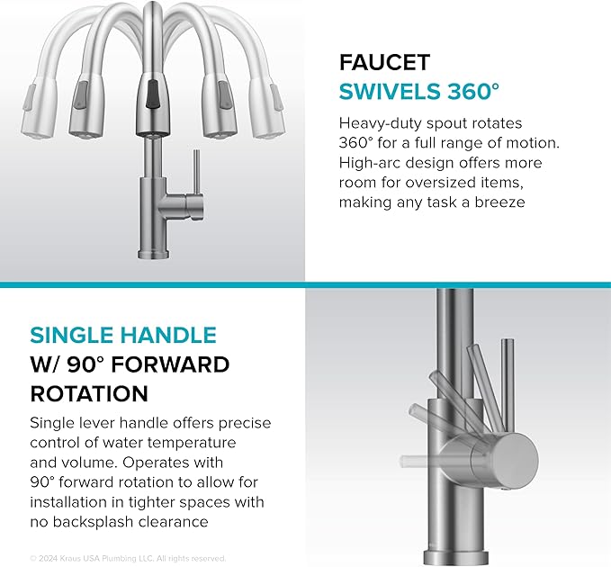 KRAUS Coda 2-Function Single Handle Pull Down Kitchen Faucet in Matte Black, KPF-1626MB