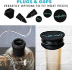 Glass Cleaning Kit - Reusable Silicone Accessories - Complete Kit to Clean your Piece, Just Add Cleaner - Reusable Soaker Bag, Brushes, Mat, Caps & Plugs, Funnel, & Microfiber Towel