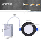 CycevSun 6 Pack Black Recessed Lights 4 Inch with Night Light, Canless Ultra Thin Wafer Downlight Pot Outdoor Exterior Soffit Lighting, Dimmable & 5 Color Selectable, 9W, ETL & Energy Star