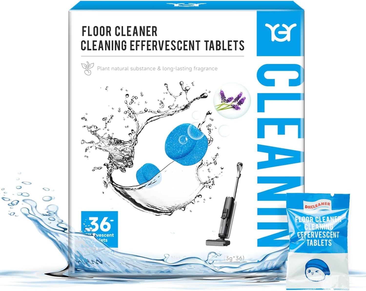 YGY Floor cleaner, Deodorizes and Deep Cleans for Multiple Hard Floors, Lavender Scent, Compitable with Tineco Vacuum Mop, Cleaning Solution-36 Tablets