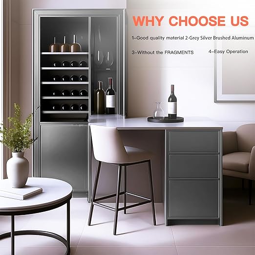 GSCIT Club Grey Silver Edge Banding, 1 Inch x 50ft Aluminum Brushed Edge Banding PVC Edge Trim for Cabinet Repair Furniture