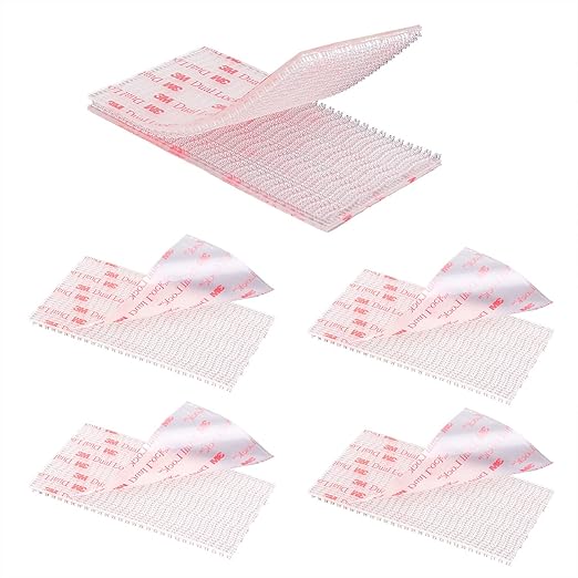 Dual Lock Fastener 2in x 4in 4pcs, Reclosable Interlocking Tape EZ Pass Holder, Heavy Duty Adhesive Hook Lock Sticky Back Mushroom Mounting Tape Clear Color for Indoor and Outdoor