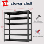 6-Tier 55" W x 24" D x 84" H Garage Shelving 3500LBS Storage Shelves Heavy Duty Metal Shelf Unit Adjustable Basement Industrial Storage Racks (6T-84 * 55 * 24)