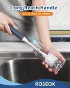 Long Handle Water Bottle Brush,Flexible Bottle Brush for Cleaning Milkshake Cup,Sports Bottle,Navy Blue,2 Pack