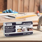 Lag Screws 5 Inch, 50PCS Heavy Duty Construction Screw, Structural Wood Screw #14 x 5, Rust Resistant, Washer Head, Black Coated Exterior Wood/Lag Screws Hex Socket Included