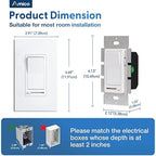 Amico 12 Pack Light Dimmer Switch, No Neutral Wire, Single Pole or 3-Way, for Dimmable LED/CFL (150W) & Halogen/Incandescent (600W), Slide to Dim, White with Wall Plates Included, UL Listed