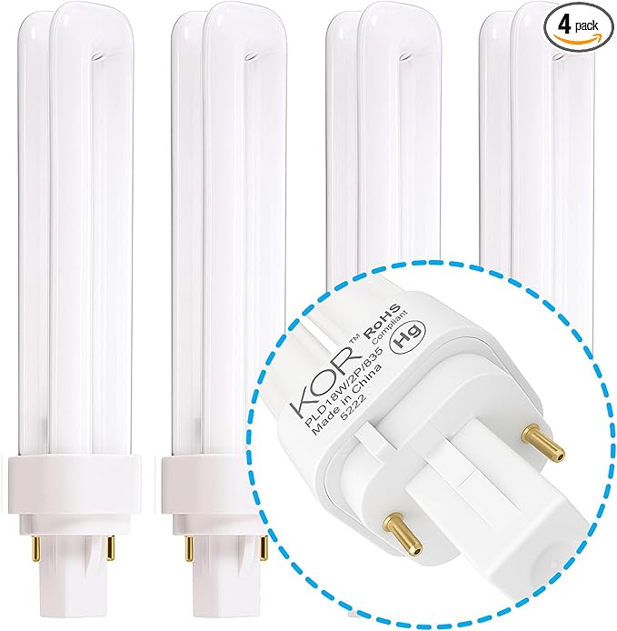 (4 Pack) PL18W/2U/2P/850 18-Watt Double Tube G24d-2 (2 Pin) Base 5000K