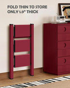 Taranta 3 Step Ladder,Aluminum Lightweight Folding 3 Step Stool with Anti-Slip Wide Pedal,330lbs Capacity Step Ladder for Household,Kitchen,Office - Red