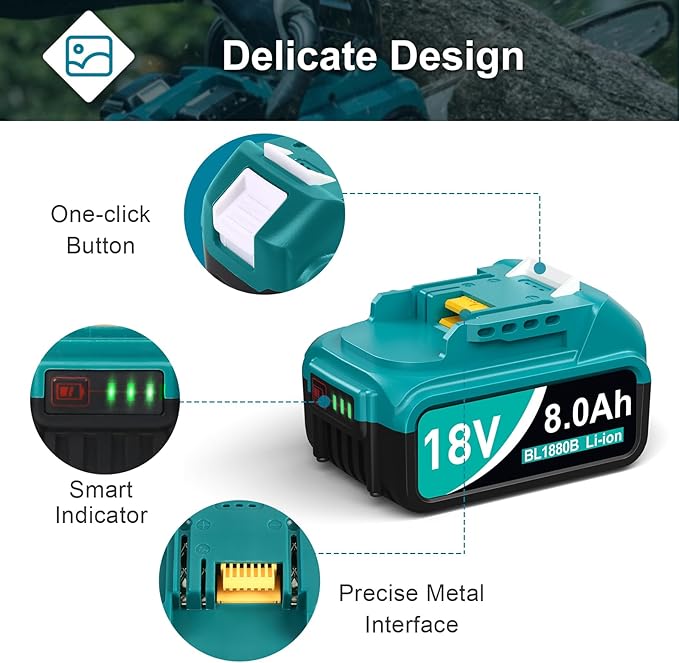 8000mAh 18V Battery Replacement for Makita 18V Battery and Charger DC18RC, Compatible with Makita LXT 18 Volt Batteries Lithium Ion BL1850 BL1840 BL1830 BL1820 BL1815 Cordless Power Tools (Blue) ﻿ ﻿