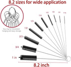 Long Straw Brush, Nylon Pipe Tube Cleaner 8.2-ihch 10 Different Diameters Set of 10