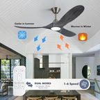 52 inch Ceiling Fans with Lights Solid Wood Outdoor Smart Ceiling Fan for Patio with Alexa/Tuya App, 3 Gray Propeller Blades, High CFM Ceiling Fan for Living Room Bedroom Gazebo, ETL Listed