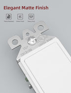 AIDA Matte White Single Pole Decorator Light Switch, 15Amp, 120/277V, Decorative Paddle Rocker Switch Replacement, Electrical Wall Switch,Residential/Commercial Grade, UL/CUL (10 Pack)