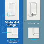 LIDER Matte White Minimalist Design Decorator Switch, Frameless Paddle Wall Light Switch, On/Off Rocker Switch, 3-Way or Single Pole, Residential Grade, UL Listed, 3 Wire, 15A 120-277VAC