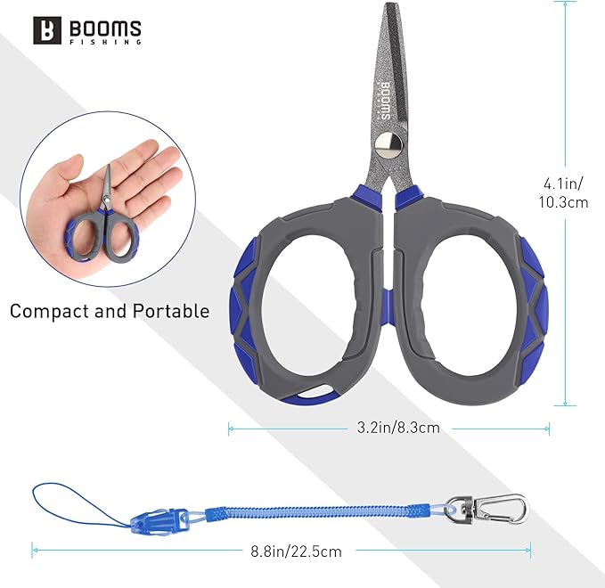 Booms Fishing Braided Line Scissors: Micro-Serrated Stainless Steel Blades Line Cutter - XW01 4.1" Fishing Serrated Shears