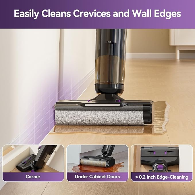 Twotoo Wet Dry Vacuum Cleaner, 45 Mins Runtime Cleaning Area 2,583 ft², Cordless Vacuum Cleaner, Cordless Vacuum and Mop All in One, Self-Cleaning,for Hard Floors Sticky Messes and Pet Hair,W15