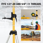 15.8Ft/4.8M Professional Laser Level Pole with Tripod & Mount - 1/4" & 5/8" Adapters, Adjustable Telescoping Laser Level Pole for Rotary/Line Lasers
