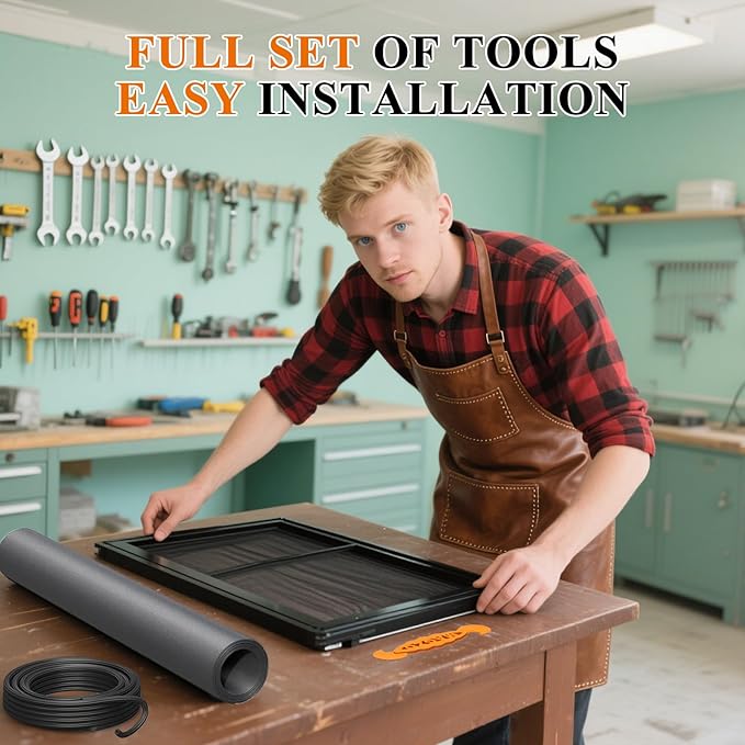 2PACK MAGZO Window&Door Screen Replacement Kit, 48''W x 99''L, with Retainer Spline (Total 65.6 FT) and Press-Fit Roller Tool, Scratch-Proof Polyester, Mesh Roll Repair for Patio, Pet Friendly, Grey