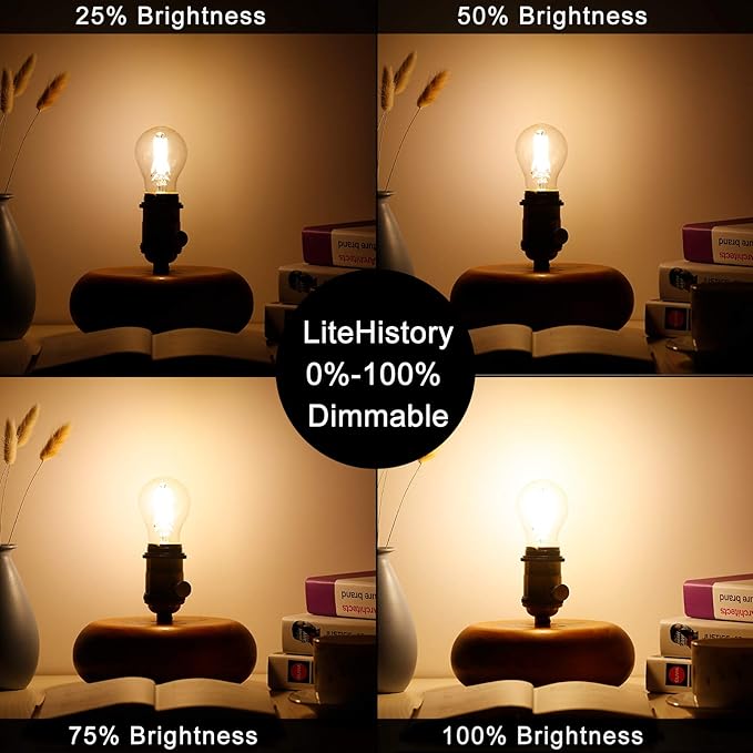 LiteHistory dimmable A15 led Bulb 4W equal 40 Watt e26 led bulb AC120V Vintage led edison bulb for Ceiling fan light bulbs,Appliance Bulb and Refrigerator Light Bulb Warm white 2700K 400lm clear 4Pack
