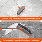 BITOPE Deck Scrub Brush with Long Handle, Heavy Duty Floor Cleaning Scrubber with Stiff Bristles Garage Concrete Cleaner Tool for Cleaning Tile Patio Outdoor Porch Indoor Kitchen Shower Bathroom