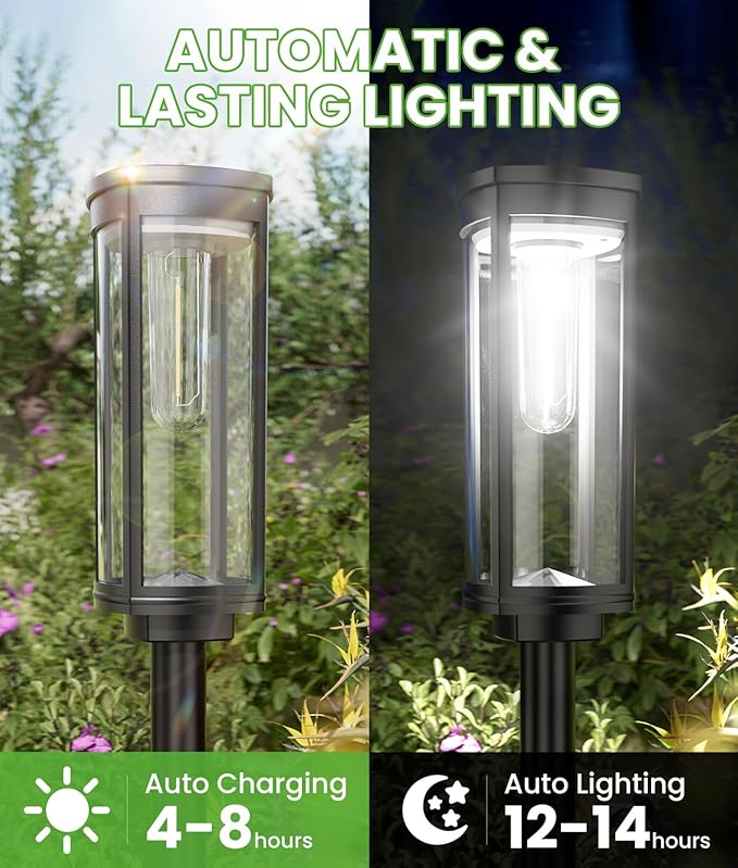Bright Solar Pathway Lights, 4 Pack Solar Lights Outdoor Waterproof IP65, Long Lasting Outdoor Light for Yard Garden Walkway Landscape Lawn Patio
