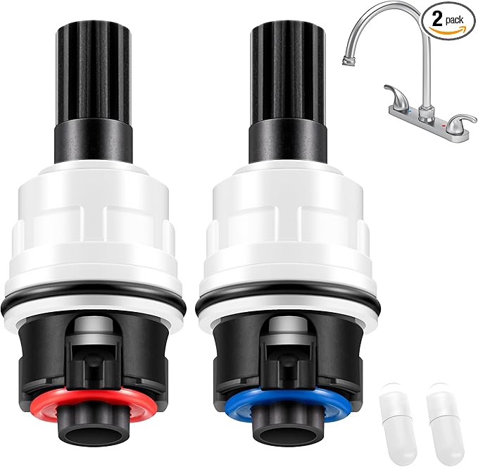 Dreyoo 2 Pack Hot Cold Faucet Cartridge Replacement Compatible with Pfister 9100310/Pfister 9100320, with Waterproof Silicone Grease, Hot Cold Water Handle Faucet Ceramic Cartridge Kit