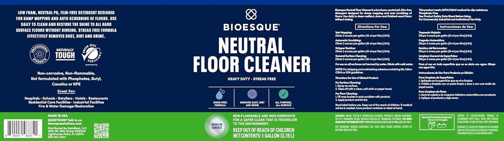 Bioesque Neutral Floor Cleaner, 1 Gallon (Pack of 4)