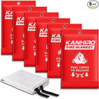 KANHIRO Fire Blanket Emergency for Home Kitchen - Fiberglass Fire Suppression Blanket Great for School, Fireplace, Grill, Car, Office, Warehouse (6 Pack, 39 in X 39 in)
